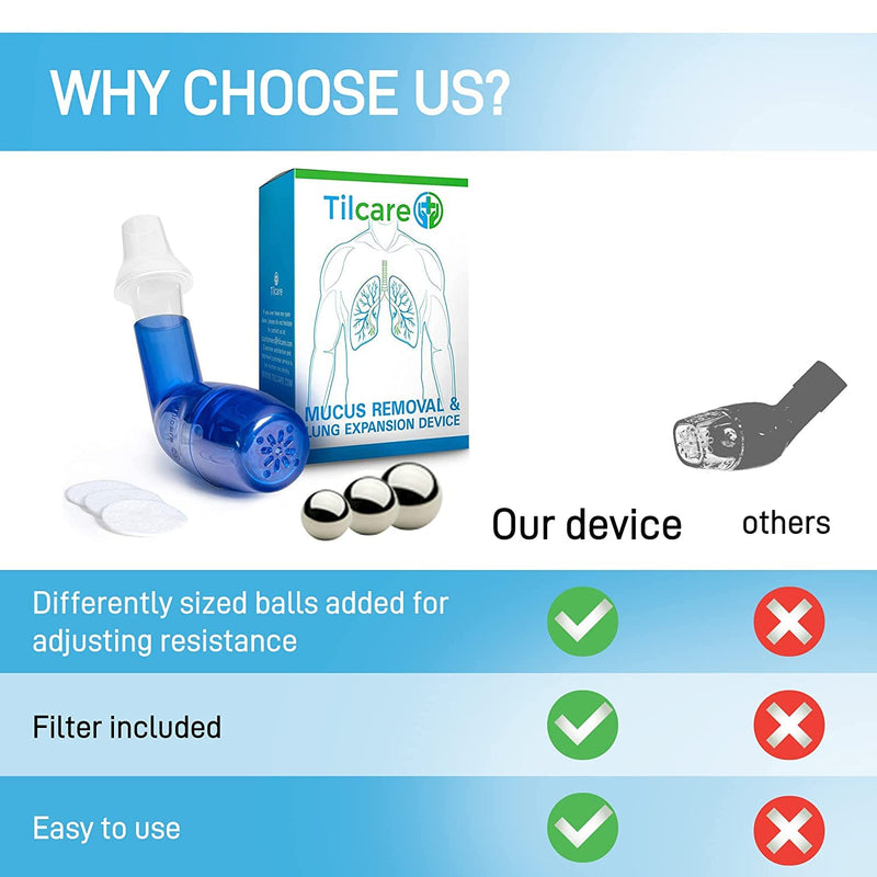 Tilcare Handheld Breathing Trainers & Mucus Removal Device - Improves Lung Capacity & Respiratory Health - for COPD, Asthma, Bronchitis, Cystic Fibrosis or Smokers Relief - NewNest Australia