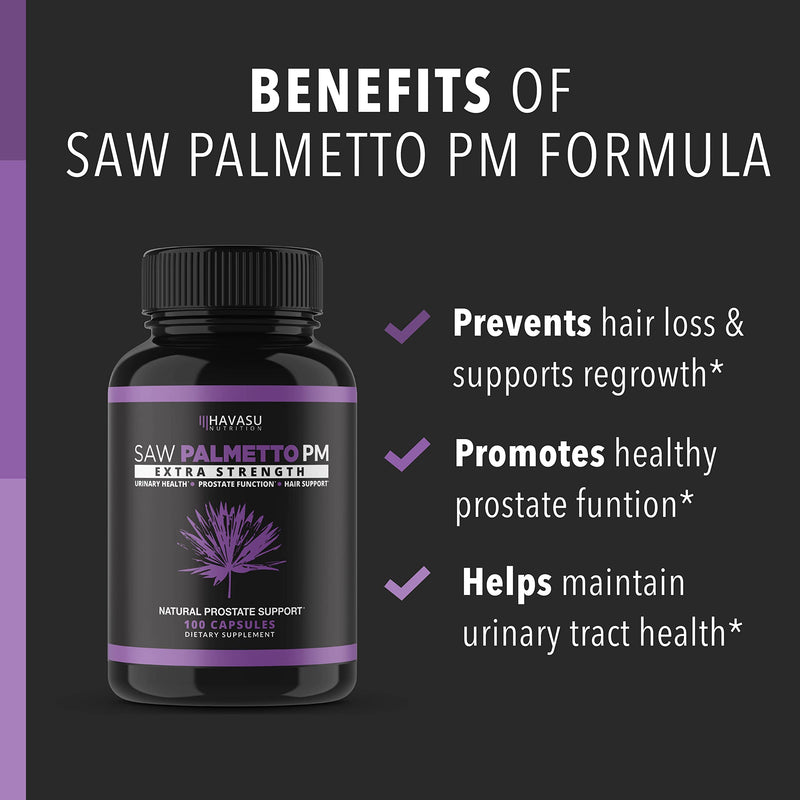 Saw Palmetto Prostate Supplements for Men as Potent DHT Blocker for Hair Growth and Beta Blocker to Decrease Frequent Urination (100, Purple) - NewNest Australia