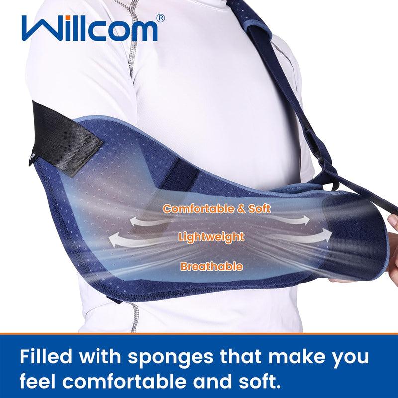 Willcom Arm Sling Shoulder Injury Immobilizer, Medical Sling with Waist Strap for Men and Women, Support Brace for Rotator Cuff Torn Hand Wrist Elbow Clavicle Post-Surgery Gifts (Medium) M - NewNest Australia
