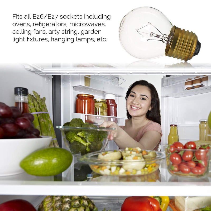 40 Watt Oven Light Bulb G45, 2 Pack Appliance Light Bulbs Replacement for Oven, Refrigerator, Microwave, 415 Lumens - High Temp - Medium Brass Base - 110 to 130 Volt (G45 2-Pack) - NewNest Australia