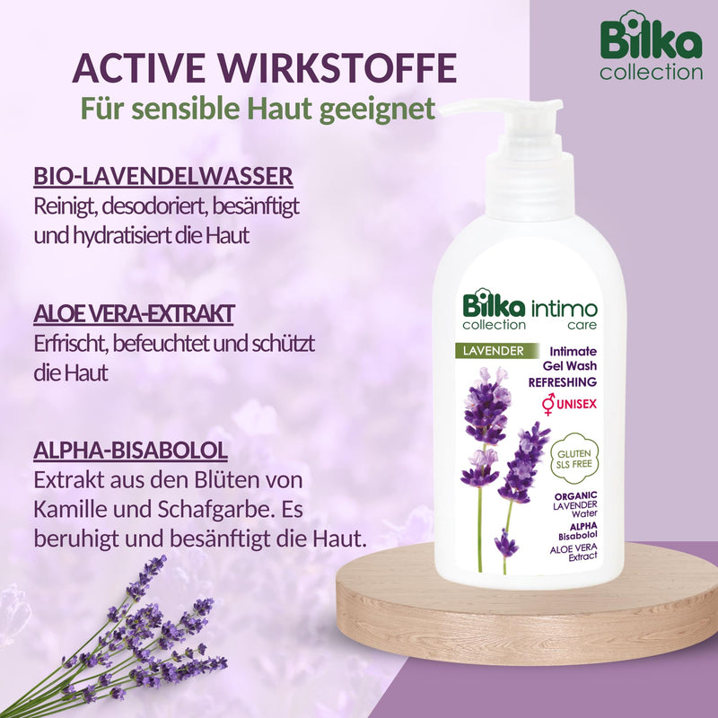 Bilka Collection Intimate Wash Lotion With Organic Lavender Water And Aloe Vera Extract, Refreshing, Unisex Intimate Care For Daily Hygiene, Paraben-Free, Sls Free, 200 Ml - NewNest Australia