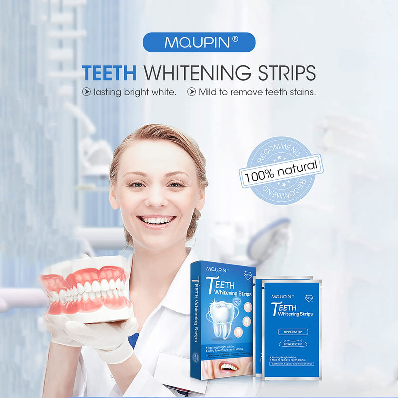 MQUPIN Teeth whitening kit,Teeth whitening Strip,Teeth Whitening Strips,14 Treatments 28 Strips,Teeth Whitening Kit,Non-Slip Dental Whitener Professional Effect Whitening Strips Transparent - NewNest Australia