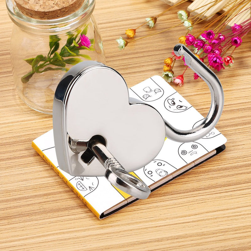 Padlock with Key 2Pack,Heart-Shaped Skeleton Key Lock Set,Zinc Metal Lock for Luggage Diary Book Jewelry Box(Silver) Silver - NewNest Australia