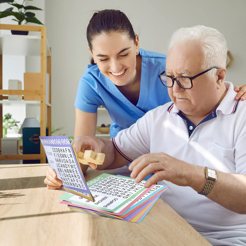 Yeaqee 12 Pcs Word Search Reusable Puzzle Books Large Print Word Search Books for Adults, Alzheimers Products, Dementia Activities with 4 Markers for Elderly Seniors Patients Crossword Find Games - NewNest Australia