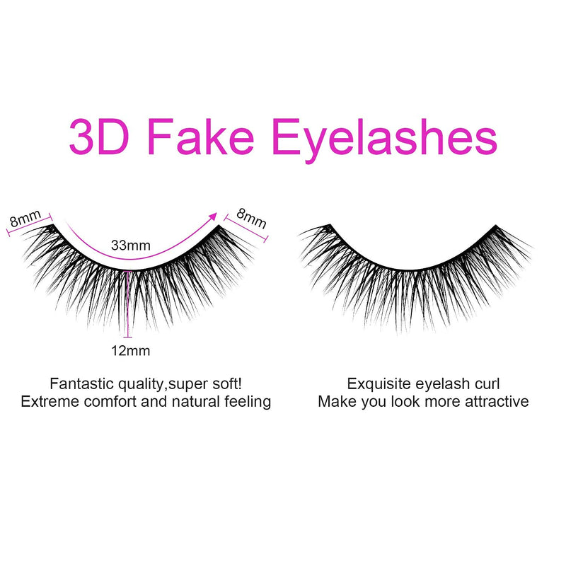 URAQT False Eyelashes,5 Pairs 3D Eye Lashes Natural Look, Faux Mink Fake Eyelashes, Reusable Handmade Soft Lashes Pack for Makeup Eyelashes Extension (Natural Look) #1 - NewNest Australia