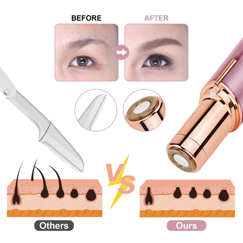 URAQT facial hair remover for women, USB electric hair removal, pain-free facial razor, electric shaver, trimmer for women, body, facial hair, lips, chin, with LED light - NewNest Australia