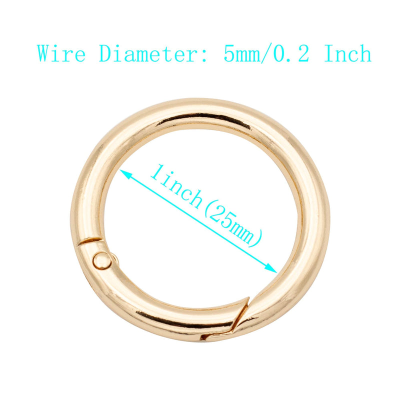 JWBIZ 15pcs Trigger Spring O Rings Round Carabiner Clip Snap for Keyrings Buckle, Bags,Purses (Gold, 1 inch) Gold - NewNest Australia