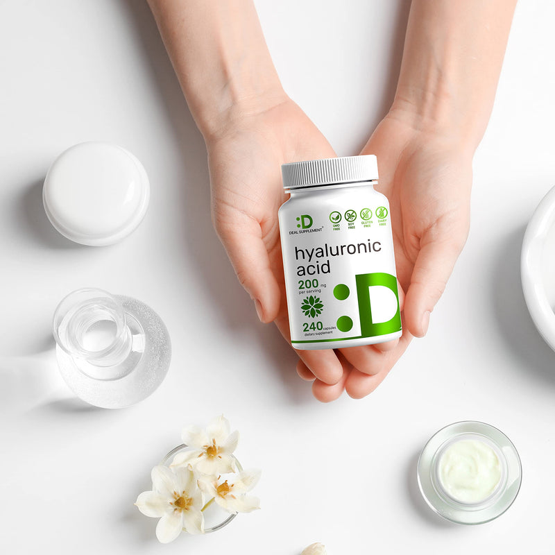Hyaluronic Acid Supplements 200mg, 240 Capsules, 4 Months Supply, 95%+ Purity, Plant-Based, Support Healthy Joint, Bones and Connective Tissue | Promotes Skin Hydration - NewNest Australia