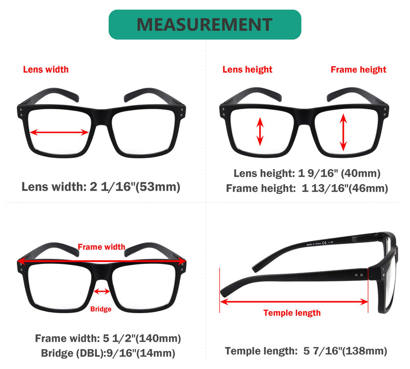 Eyekepper Pack of 5 women's and men's reading glasses with large square lenses and spring hinges - black +1.50 5 pieces in black 1.5 diopters - NewNest Australia