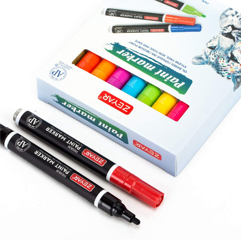 ZEYAR Oil-Based Paint Markers for Rock Painting, Medium Point, Waterproof ink, 18 Colors, AP Certified, Great on Mug, Rock, Glass, Canvas, Metal and more (18 Colors) - NewNest Australia
