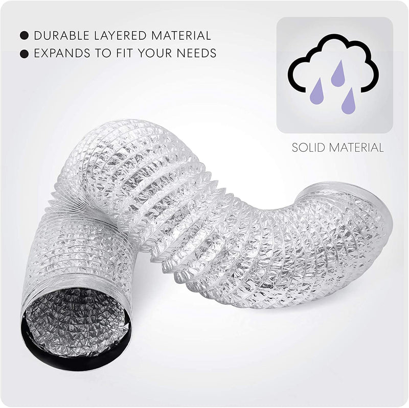 Cosmo 6 Inch 6 Foot Aluminum Flex Air Ventilation Duct, with Clamps - NewNest Australia