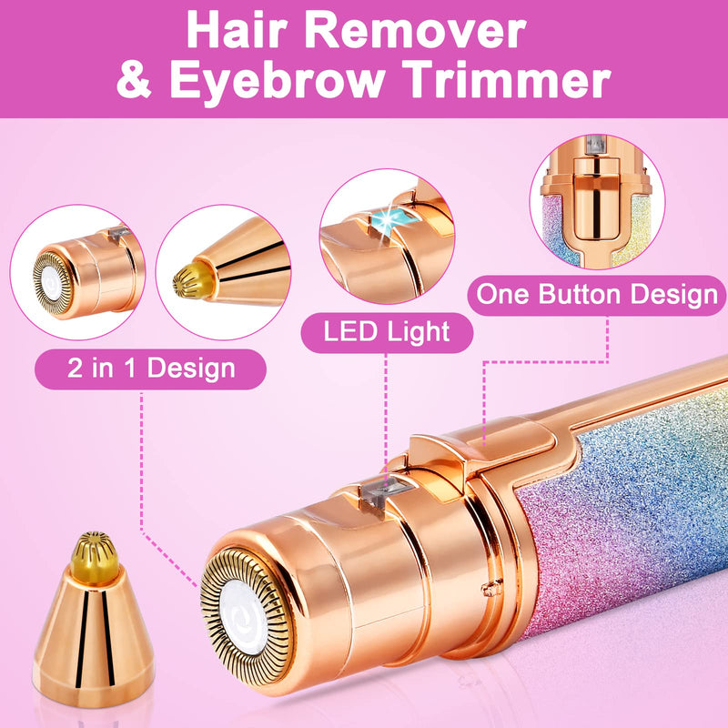 ACWOO Facial Hair Remover for Women, 2 in 1 USB Electric Eyebrow Shaver, Painless Eyebrow Trimmer Women with Eyebrow Knife for Body Lips Chin, Built-in LED Light - NewNest Australia