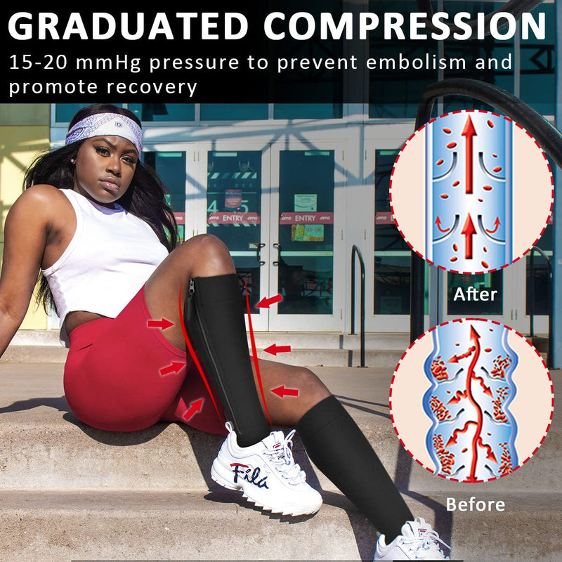 Ailaka Compression Stockings With Zipper, 15-20 Mmhg Class 1 Compression Stockings For Men And Women, Open Toe Support Stockings For Varicose Veins, Edema, Recovery, Pregnant - NewNest Australia