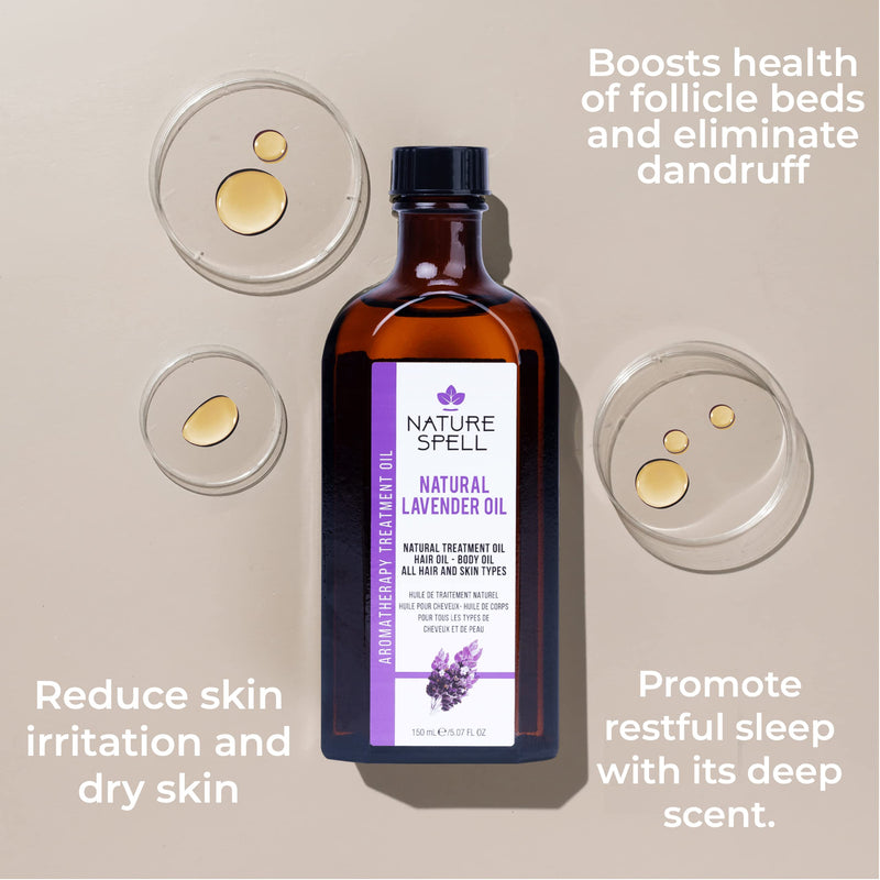Nature Spell Lavender Oil for Hair & Skin 150ml – Hair Oil for Dandruff and Itchy Scalp, Dandruff Scalp Treatment - Body Oil to Reduce Skin Irritation and Promote Restful Sleep – Made in the UK - NewNest Australia