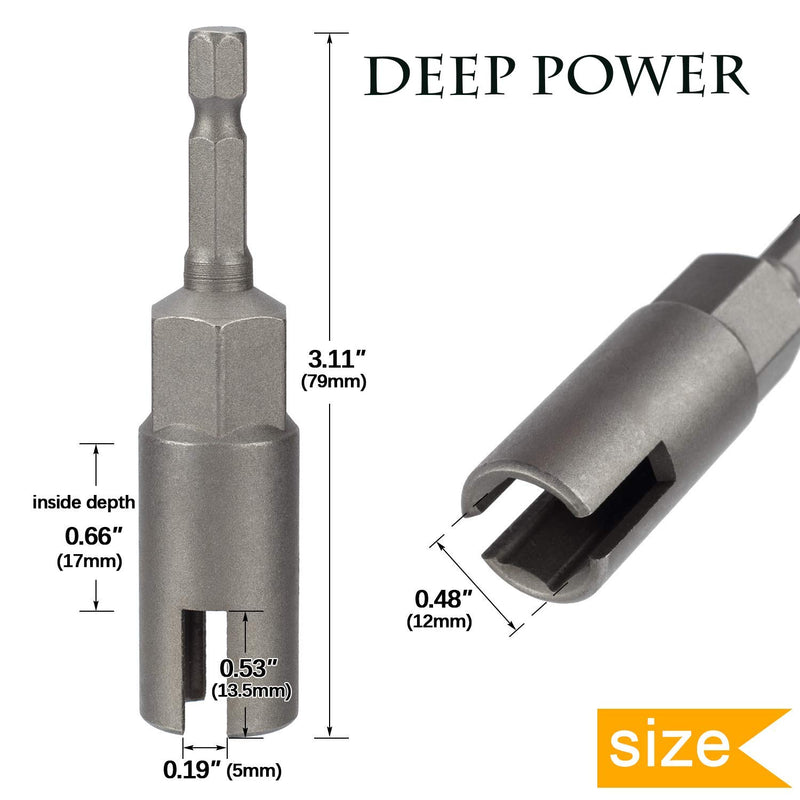 2 Pack Deep Power Wing Nut Driver, Slot Wing Nuts Drill Bit Socket, Wrenches Tools Set for Panel Nuts Screws Eye C Hook Bolt, 1/4" Hex Shank - NewNest Australia