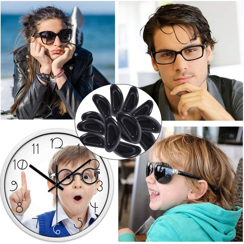 Eyeglass Nose Pads, Adhesive Anti-Slip Nose Pads, Soft Silicone Nose Pad Cushion for Glasses, Eyeglasses, Sunglasses, 12 Pairs (Black) Black - NewNest Australia