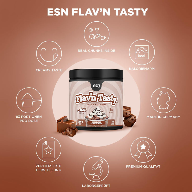 ESN Flavn Tasty, Chocolate Fudge, 250 g chocolate 83 portions (pack of 1) - NewNest Australia