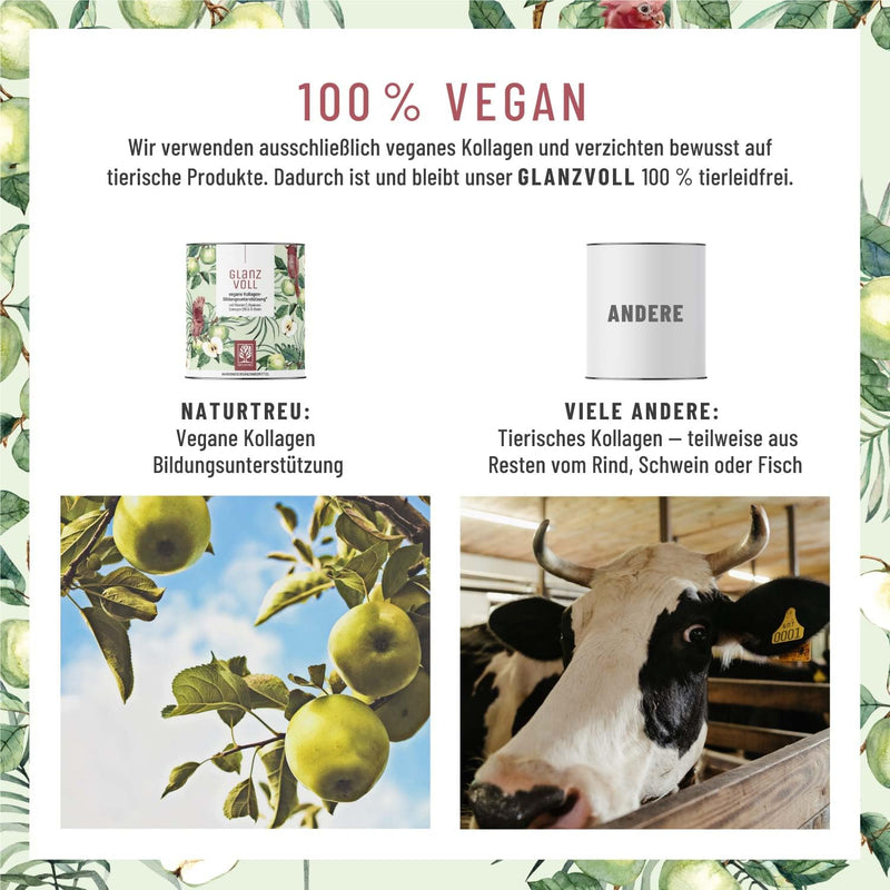 Naturtreu Vegan Collagen Powder Alternative* - Collagen Education Support Vegan With Hyaluron, Q10, Biotin & Vitamin C For Skin, Hair & Nails - 300 G Vegan Powder With Apple Flavor - NewNest Australia