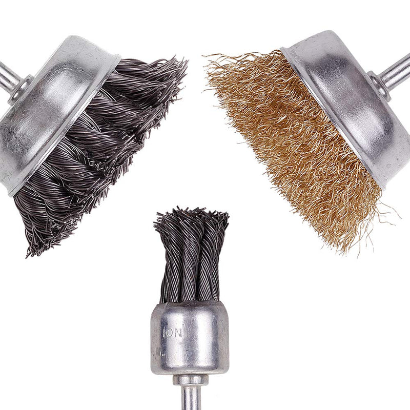 6 Pack Wire Wheels Brush, Rocaris 3 Inch Knotted and Plated Crimped and 1-Inch Carbon Knot Wire End Brush, Cup Wire Wheels Brush Set Perfect For Removal of Rust/Corrosion/Paint - NewNest Australia