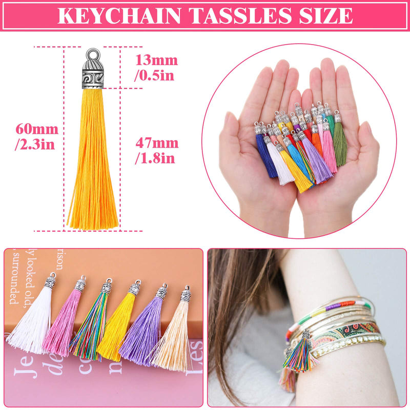 Tassels for Jewelry Making, Caffox 120PCS Keychain Tassel Charms Bulk, Silky Handmade Tassels for Earrings Bracelets Necklaces and DIY Craft - NewNest Australia