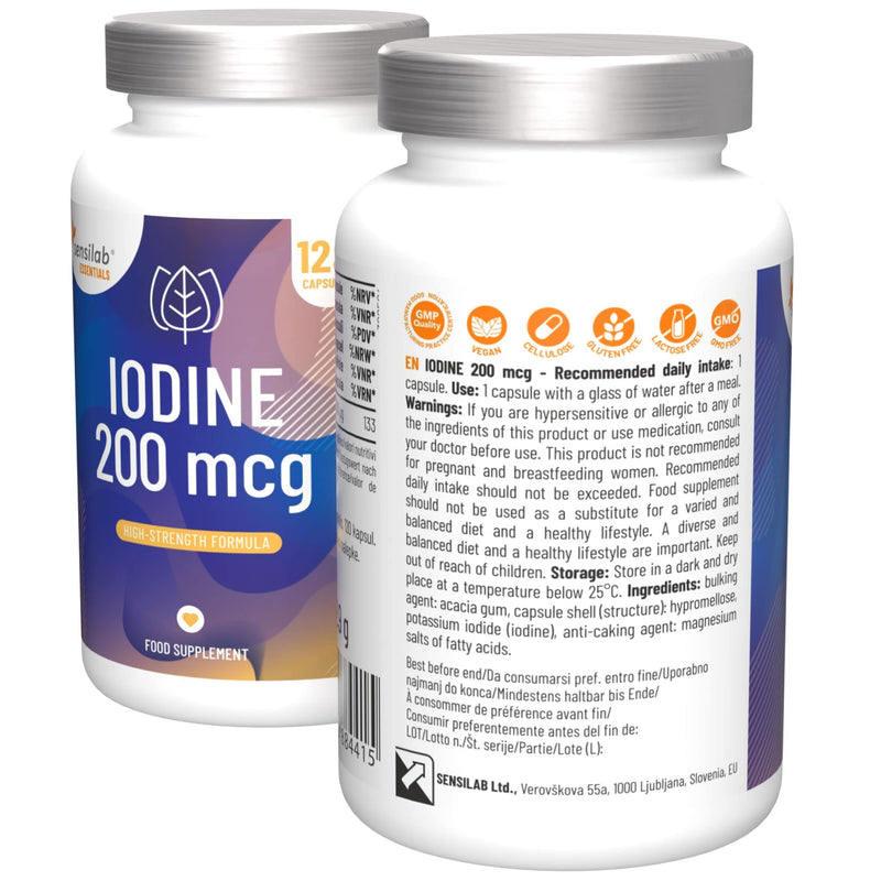 Sensilab Iodine Tablets 200 mcg - Potassium Iodide Tablets to Support the Thyroid and Nervous System - 120 Iodine Tablets - 4 Month Supply - NewNest Australia
