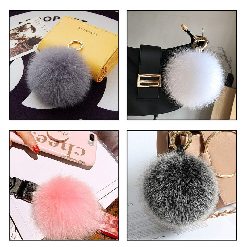 48pcs 3.9 Inch DIY Faux Fox Fur Fluffy Pompom Ball- Faux Fox Fur Pompoms with Elastic Loop Removable Knitting Hat Accessories for Hats Shoes Scarves Gloves Bags Keychains (24 Colors) 24 Colors-48pcs - NewNest Australia