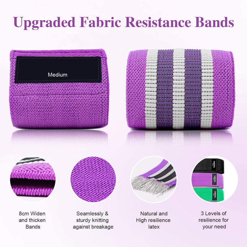 DeTake Resistance Bands, Fabric Workout Bands Set of 3 for Hips & Glutes, Non-Slip Exercise Booty Women / Men Beginners Athletes Strength Training, Yoga, Pilate, Fitness, Black, Purple, Green - NewNest Australia