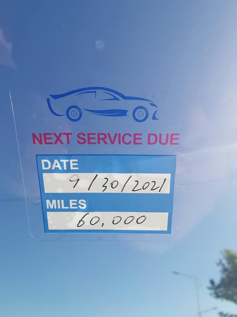 2x2 inch 60 PCS "Next Service Due" Static Cling Labels Easy Remove Oil Change Stickers - Static Cling Windshield Labels (Blue) Blue - NewNest Australia