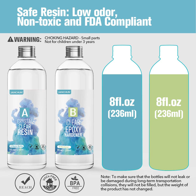 16oz Crystal Clear Epoxy Resin Kit Casting and Coating for River Table Tops, Art Casting Resin,Jewelry Projects, DIY,Tumbler Crafts, Molds, Art Painting, Easy Mix 1:1 Ratio - NewNest Australia