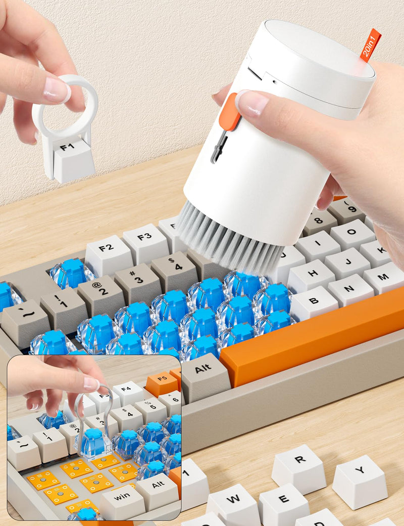 Keyboard cleaning set, 20 in 1 screen cleaner kit mobile phone, keyboard cleaner with brush keyboard cleaner, Airpod, laptop cleaner for tablet, computer, PC monitor, camera with spray white - NewNest Australia