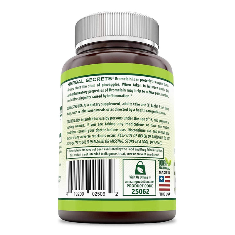 Herbal Secrets Bromelain 500 Mg 360 Tablets (Non-GMO)- Proteolytic Enzyme* Anti-Inflammatory Properties* Support Joint Health* Promotes Nutrient Absorption* Pack of 3 - 360 Tablets Total - NewNest Australia