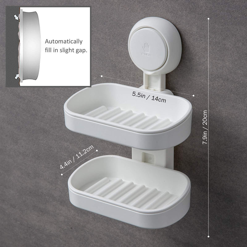 TAILI Double Layer Soap Dish Suction Cup Soap Holder, Strong Sponge Holder for Shower, Bathroom, Tub and Kitchen Sink, Drill-Free, Removable - NewNest Australia