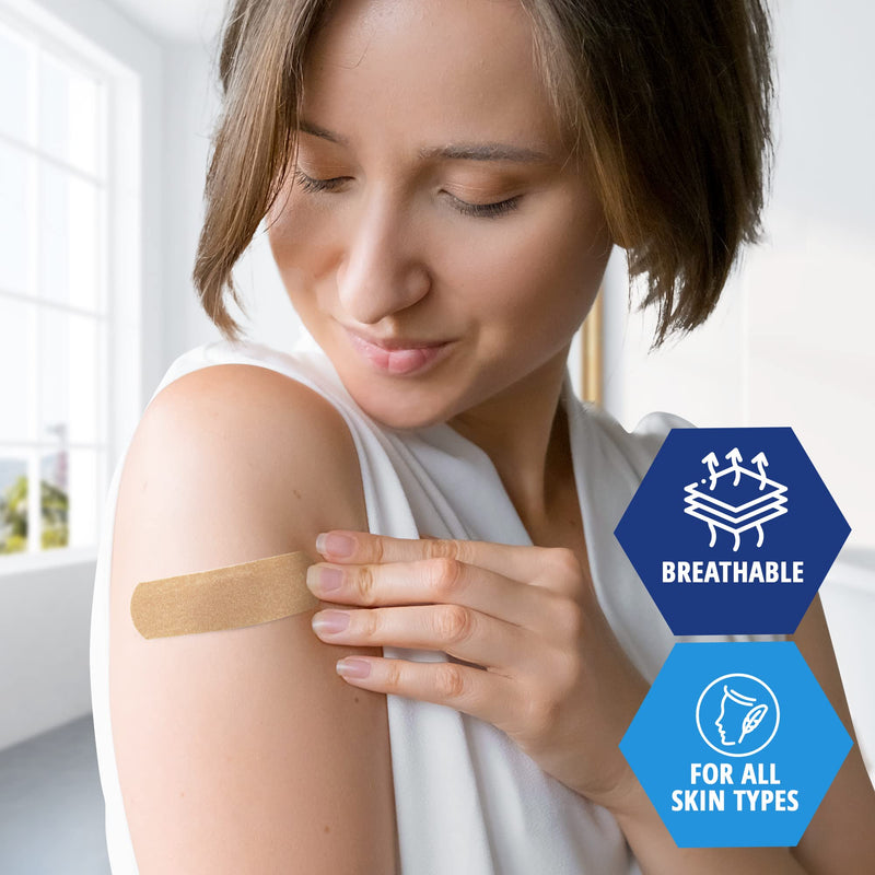 Medpride Sterile Fabric Adhesive Bandages [100 Count]- First Aid Bandages Coated with Hypoallergenic Adhesive & Non-Stick Pad- Latex-Rubber Free Wound Care Bandages- Individual Wrapped- 3/4'' x 3'' 3/4'' x 3'' - 100 Count - NewNest Australia