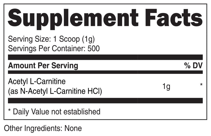 Nutricost Acetyl L-Carnitine (ALCAR) 500 Grams - 1000mg Per Serving - Pure Acetyl L-Carnitine Powder - NewNest Australia