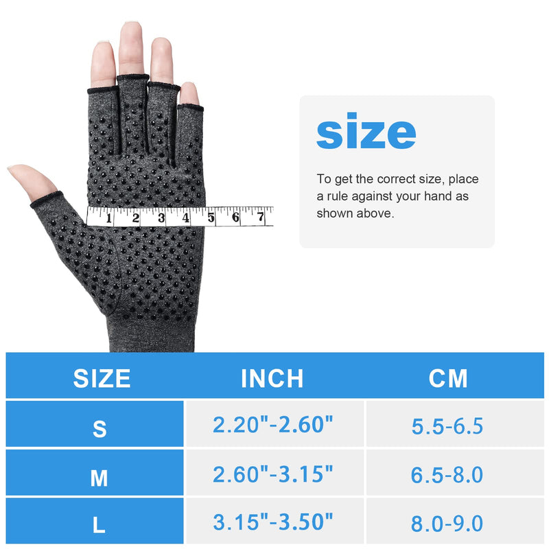 ACWOO Arthritis Gloves, Compression Gloves Therapy for Arthritis Pain Relief, Hand Fatigue, Anti-Slip Fingerless Design for Women and Men, Provide Support for Hands and Finger Joint, Grey(S） Grey Dispensing S - NewNest Australia