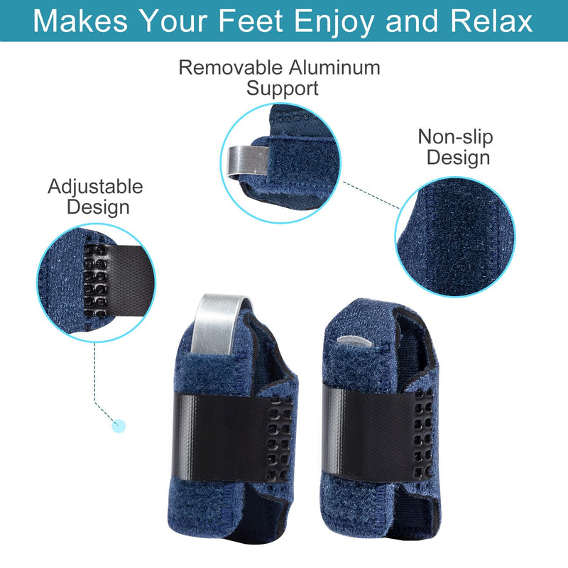 Welnove 1 Pair Toe Splint, Toe Straightener for Hammer Toes, Bent Toes, Claw Toes, Crooked Toes, Toe Wraps for Aligning and Supporting Toes - Blue Blue-Toe - NewNest Australia