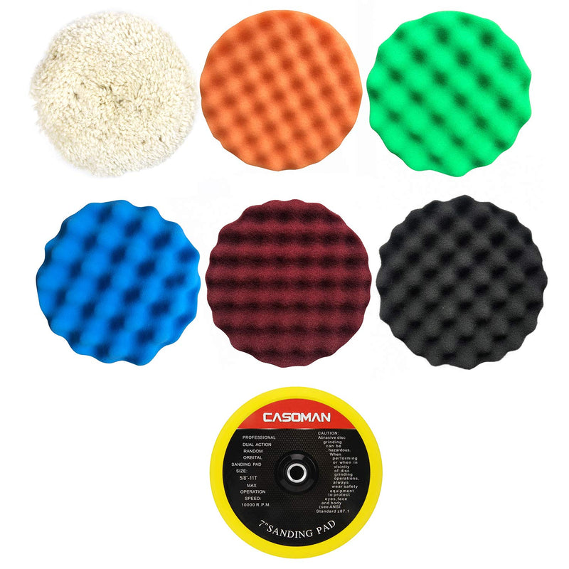 CASOMAN 7-Inch Buffing and Polishing Pad Kit, 7 Pieces 7" Polishing Sponge, Waxing Buffing Pad Kit - NewNest Australia