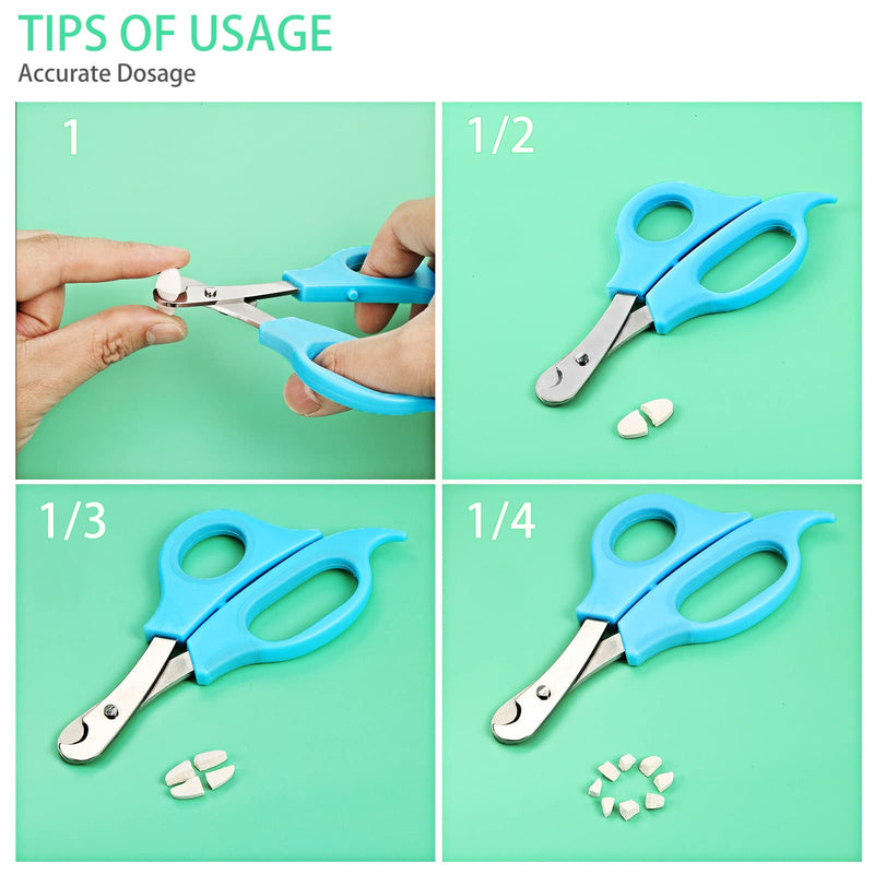 2 Pieces Pill Splitter Scissors Pill Scissors Cutter with Stainless Steel Blade and Ergonomic Handle for Accurate Dosage of Small Large Pills Tablets Vitamins Elderly Kids Pets Travelling Favors Black, Sky Blue - NewNest Australia