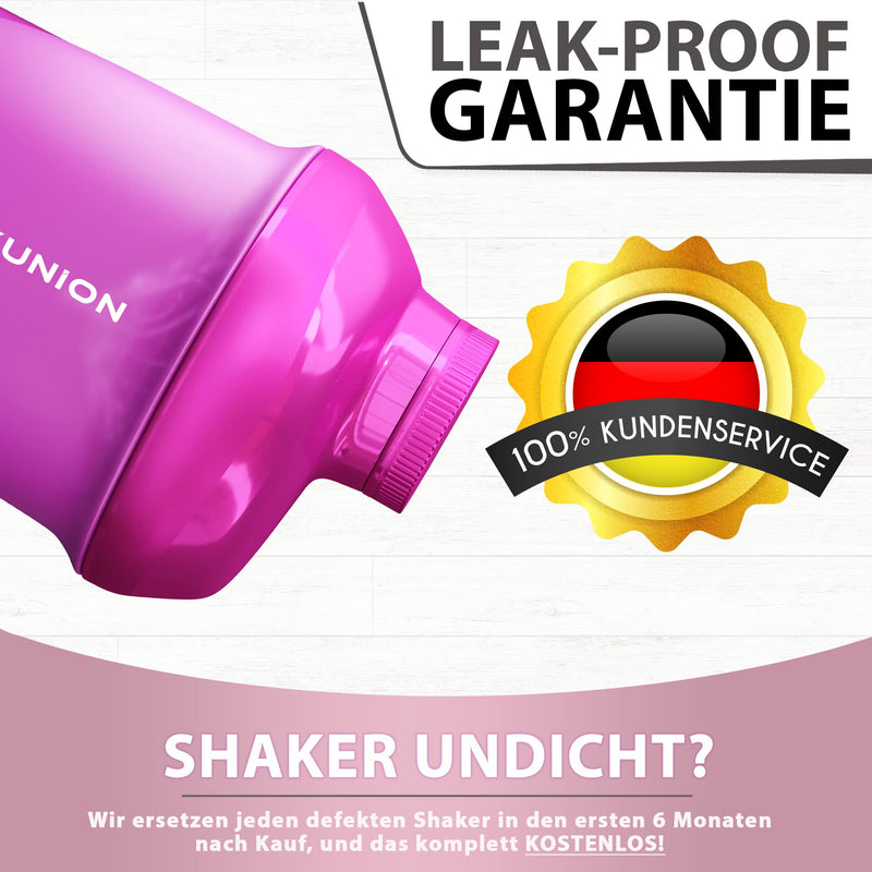 Women's protein shaker 400 ml Pink Deluxe - ORIGINAL AMITYUNION - protein shaker leak-proof - BPA free with sieve, scale for creamy whey shakes, gym fitness cup for isolates and sports concentrates - NewNest Australia