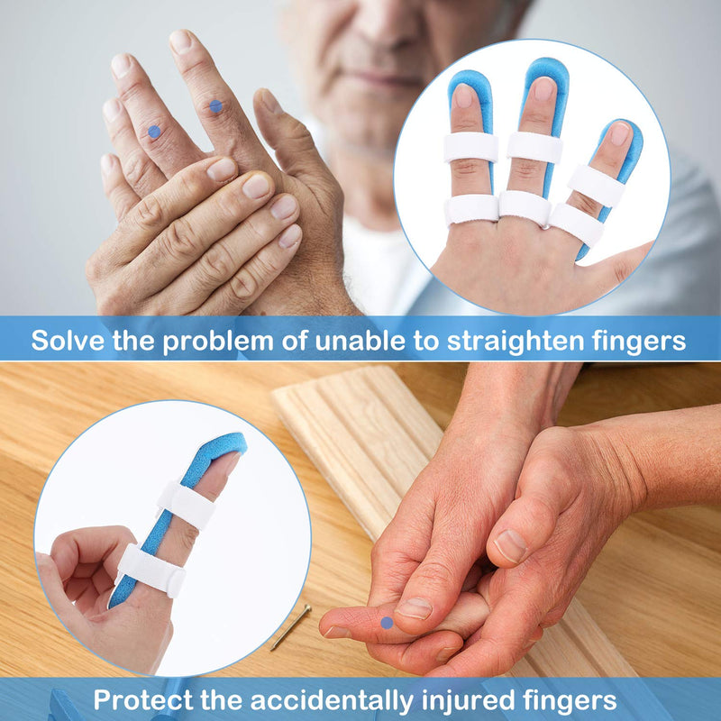 10 Pieces Finger Splint Metal Finger Support Finger Knuckle Immobilization with Soft Foam Inner Band and Protective Vent for Adults and Children, 3 Sizes (Blue) 10 Piece Set Blue - NewNest Australia