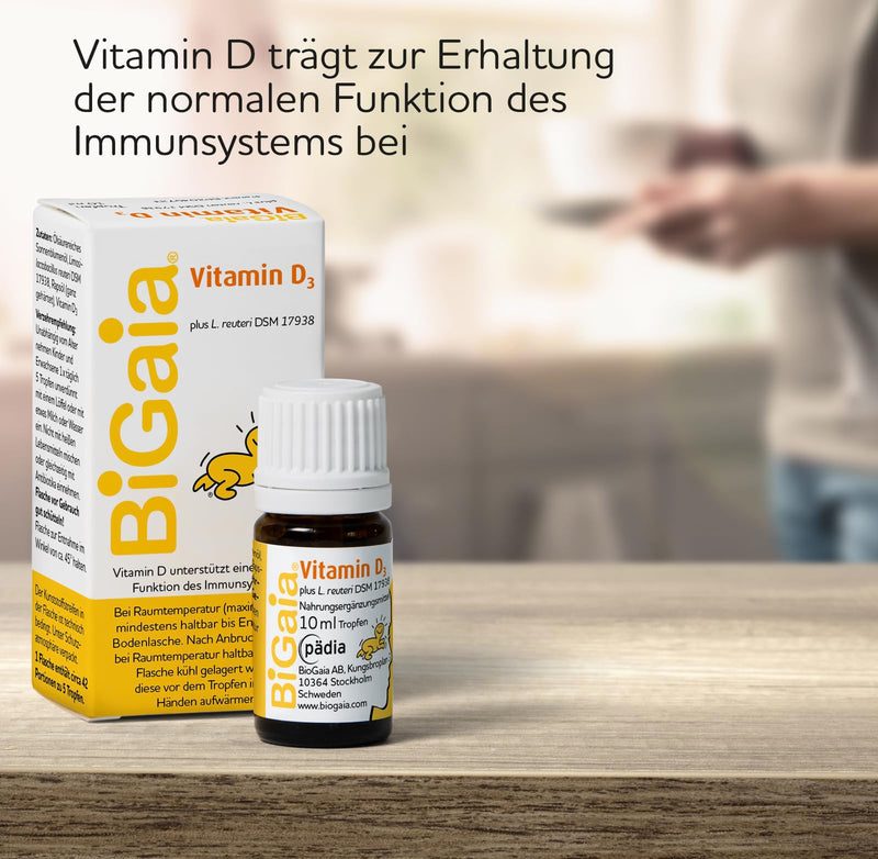 BiGaia Drops Plus Vitamin D3, 10ml, with natural lactic acid bacteria L. reuteri to support the intestinal flora, for infants from birth - NewNest Australia