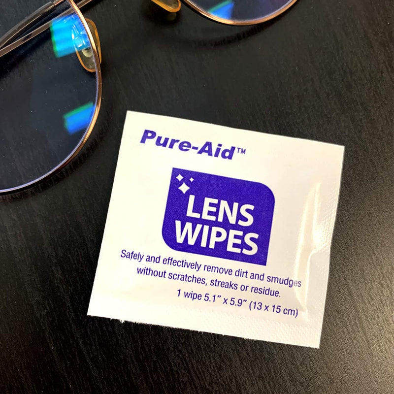 Pure-Aid Lens Wipes, Cleans Eyeglasses, Camera Lenses, Smart Phones and More - 100ct (Individually Wrapped Wipes) per pack (1pk) Lense Wipes 100ct (1pk) - NewNest Australia