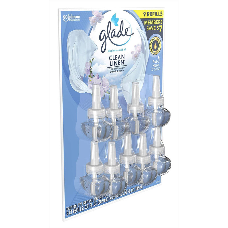 Glade PlugIns Scented Oil Refill, Essential Oil Infused Wall Plug in, 6.39 fl. oz, 9 ct. (Clean LIne) - NewNest Australia