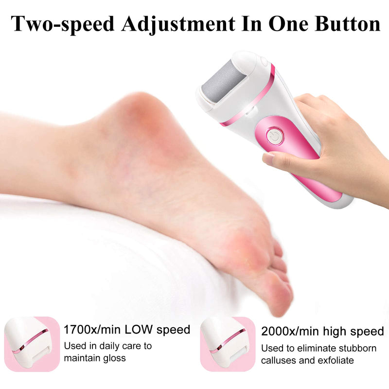 ZOUYUE Electric Foot File Pedicure Kit,Rechargeable Waterproof Hard Skin Remover with 3 Rollers and 2 Speeds,Stainless Steel Foot Care Gift Set for Dry Dead Cracked Feet and Dead Skin (Pink) Pink - NewNest Australia