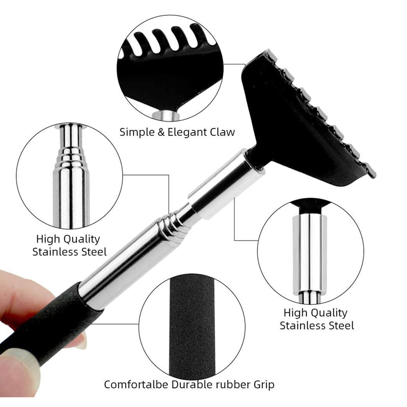 Back Scratcher, WOVTE 3 Pack Black Portable Extendable Stainless Steel Telescoping Back Massager for Adults Men Women Itch Relief (7.87 to 26.77 Inch) - NewNest Australia