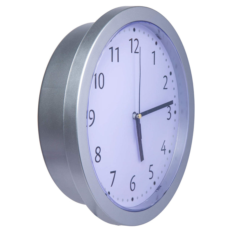 NewNest Australia - Truu Design, 9.5 x 9.5 inches, Silver Round Wall Clock with Hidden Safe 