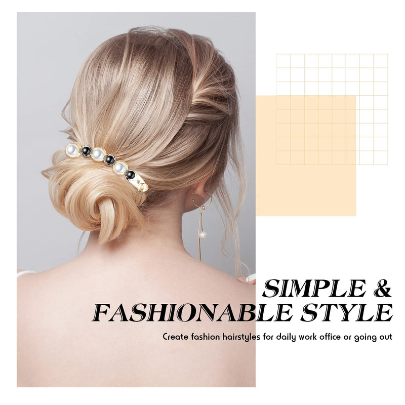 3 Pcs Pearl Banana Hair Barrettes, Artificial Pearl Rhinestone Banana Clips Acrylic Banana Hair Clips Elegant Ponytail Hair Barrettes Hair Accessories for Women Girls Thick Fine Hair - NewNest Australia