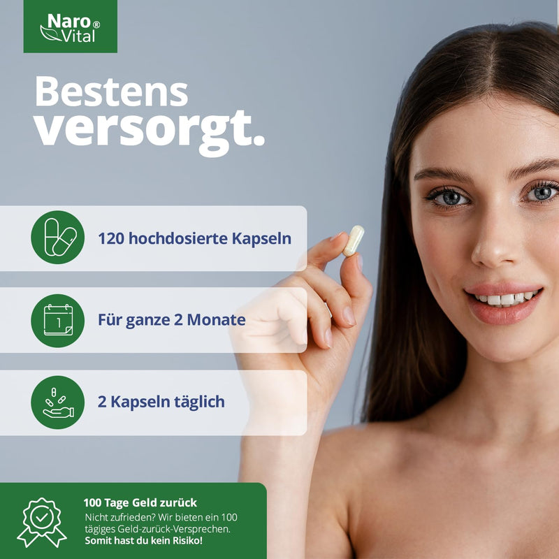 NaroVital hair vitamins - high dosage with biotin, zinc, selenium, OPC, millet extract (rich in silicon and silica) - 120 capsules (2 months) - hair and beard growth - women and men - NewNest Australia