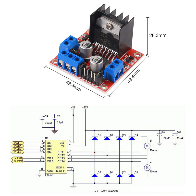 6PCS L298N Motor Driver Board Module DC Stepper Motor Controller Dual H-Bridge for Smart Car Robot Power - NewNest Australia