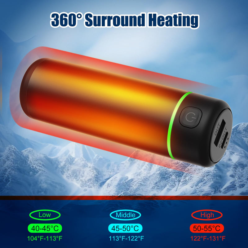 Urbzue Hand Warmer Reusable, Cylindrical Pocket Warmer Usb With Power Bank Charging 10000Mah 2A Electric, 7 Hours Heating With Friends Share As A Warm Gift Black - NewNest Australia